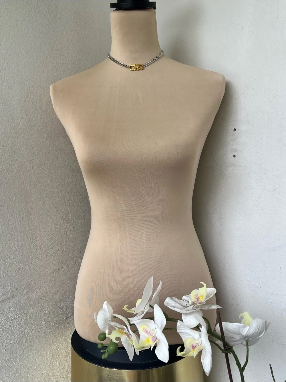 Custom Vintage Two-tone Ferragamo Necklace Silver Gold Curb Chain Choker | 15”